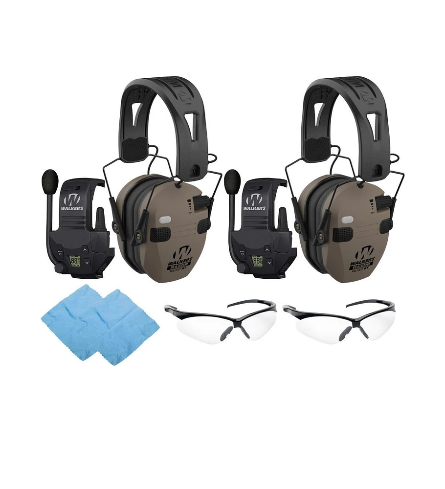 Walkers Razor Slim Quad Electronic Flat Dark Earth Earmuffs 2 Pack Bundle