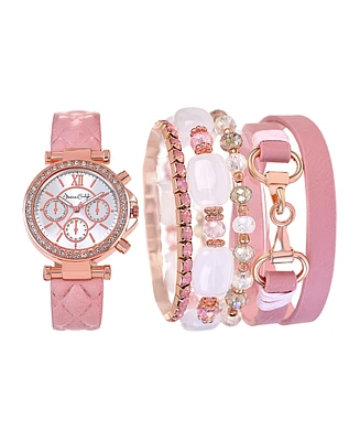 Jessica Carlyle Women's Blush Polyurethane Strap Analog Watch 34mm