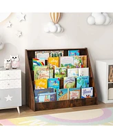 5 Tier Kids Bookshelf with Anti-Tipping Device Kids-friendly Height for Bedroom