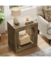 Tribesigns End Table with Storage, Wood Side Table for Living Room Bedroom