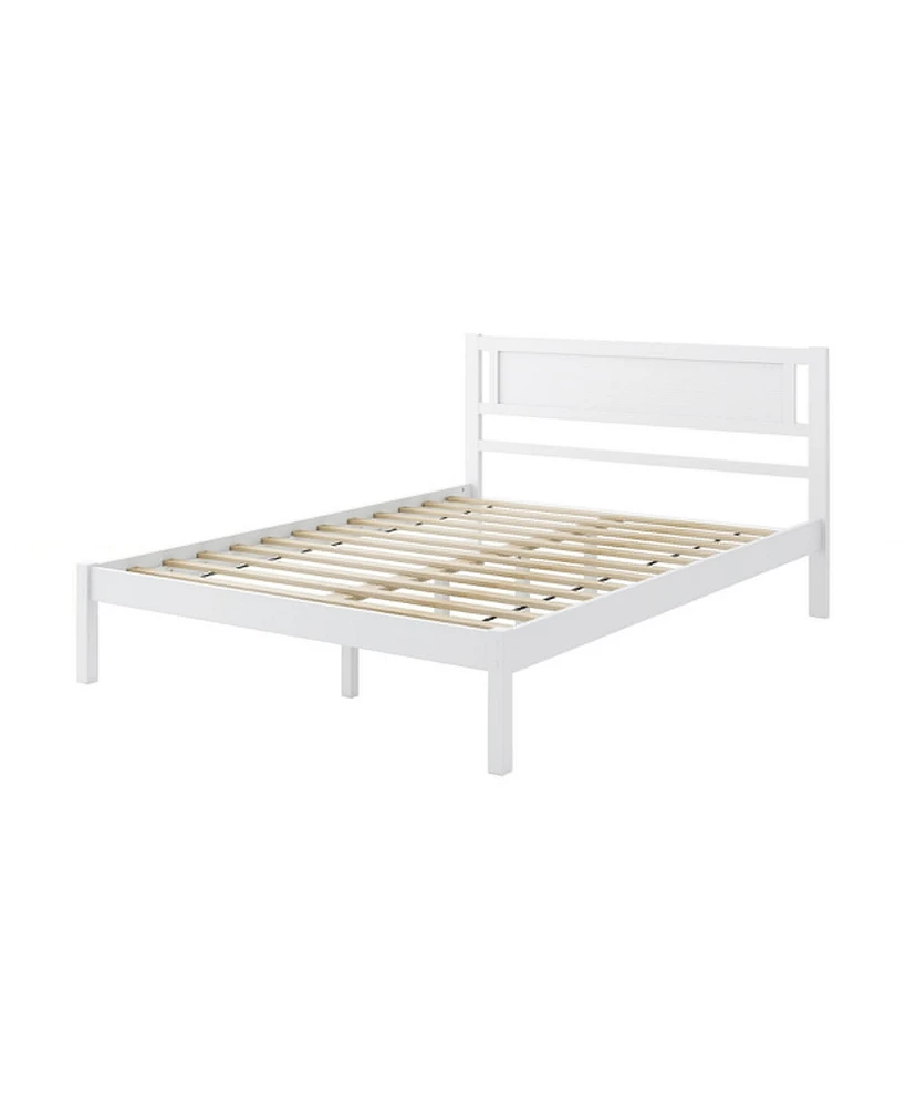 Wood Bed Frame with Headboard and Wooden Slats Support