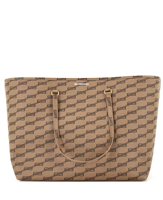 Pre-Owned Balenciaga Large Signature East-West Shopper Tote Bb Monogram Coated Canvas