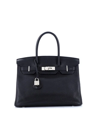 Pre-Owned Hermes Birkin 30 Handbag Black Clemence with Palladium Hardware