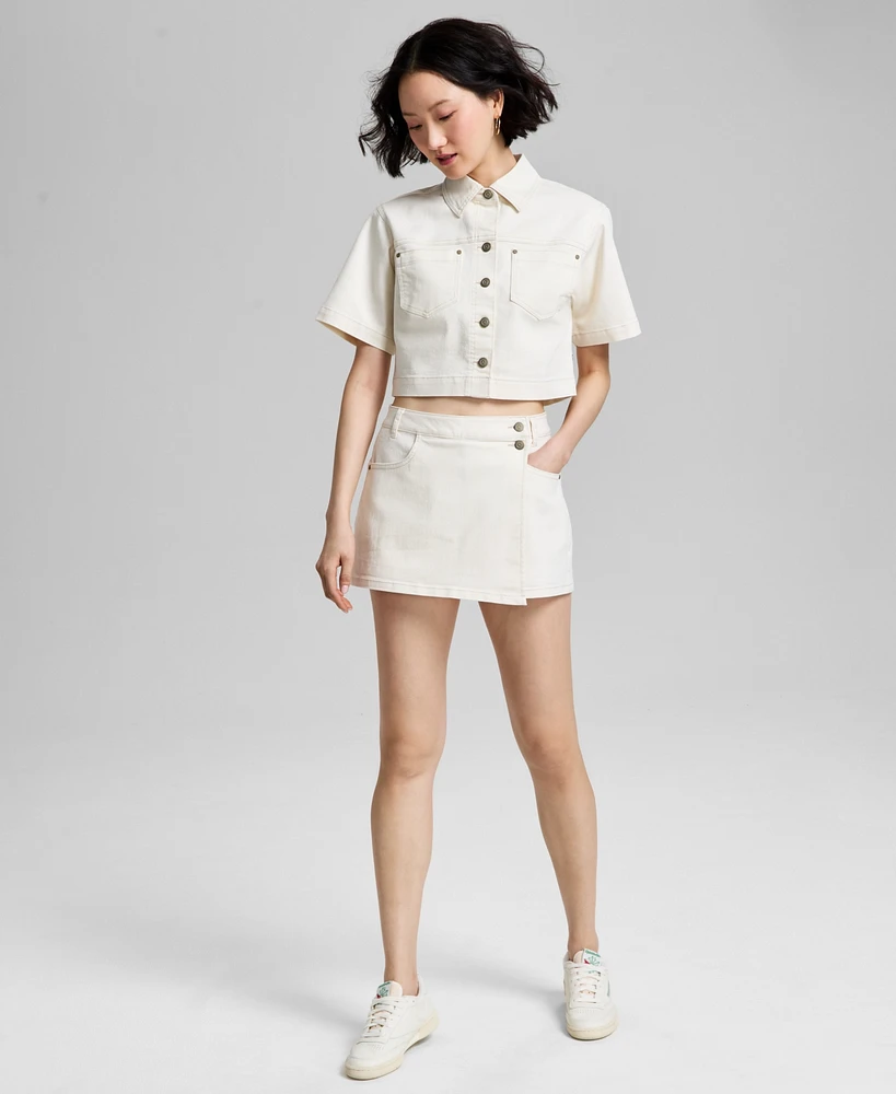 And Now This Women's Asymmetrical Mini Denim Skort, Exclusively at Macy's