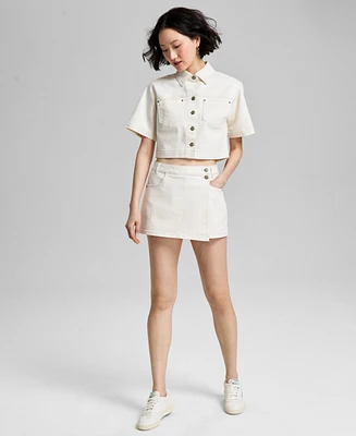 And Now This Women's Asymmetrical Mini Denim Skort, Exclusively at Macy's