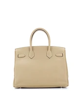 Pre-Owned HERMES Birkin 30 Handbag Light Clemence with Palladium Hardware