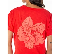 Roxy Juniors' Cotton Hibiscus Lover Crewneck Tee