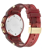 Ferragamo Men's Swiss Chronograph F-80 Translucent Burgundy Polyurethane Strap Watch 44mm
