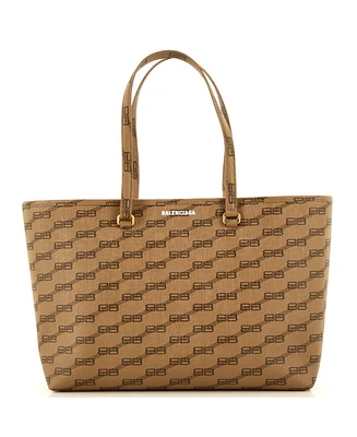 Pre-Owned Balenciaga Signature East-West Shopper Tote Bb Monogram Coated Canvas