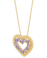 Macy's Amethyst (3/4 ct. t.w.) Heart Pendant Necklace 14k Gold Over Sterling Silver, 16" + 2" extender (Also Available Garnet)