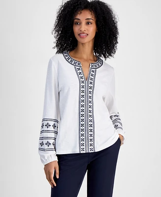 Tommy Hilfiger Women's Embroidered Cotton Top