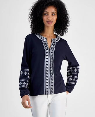 Tommy Hilfiger Women's Embroidered Cotton Top