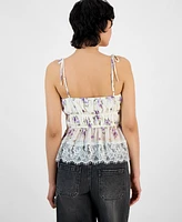 And Now This Women's Lace-Trim Floral Print Sleeveless Top, Exclusively at Macy's