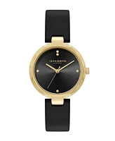 Olivia Burton Women's Dimension Black Leather Strap Watch, 32mm