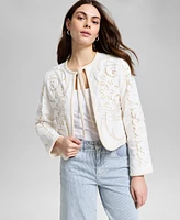 And Now This Women's Open Ladder-Trim Tie-Neck Jacket