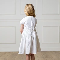 Hope & Henry Heirloom Girls' Organic Tulip Sleeve Swiss Dot Party Dress