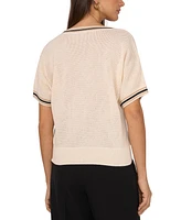 Vince Camuto Women's V-Neck Short Sleeve Sweater