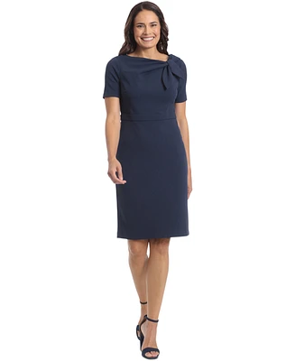 London Times Women's Side Tie-Neck Sheath Dress