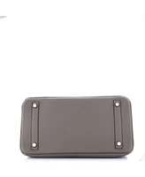 Pre-Owned HERMES Birkin 30 Handbag Grey Clemence with Palladium Hardware
