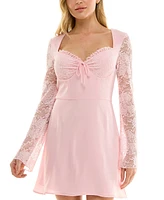 B Darlin Juniors' Lace-Sleeve Mini Dress