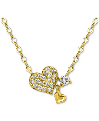Giani Bernini Cubic Zirconia Heart Pendant Necklace (3/8 ct. t.w.) 18k Gold-Plated Sterling Silver, 16" + 2" extender, Exclusively at Macy's