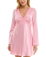 B Darlin Juniors' Satin Lace-Trim V-Neck Dress