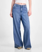 Vanilla Star Juniors' Mid Rise Wide Leg Jeans