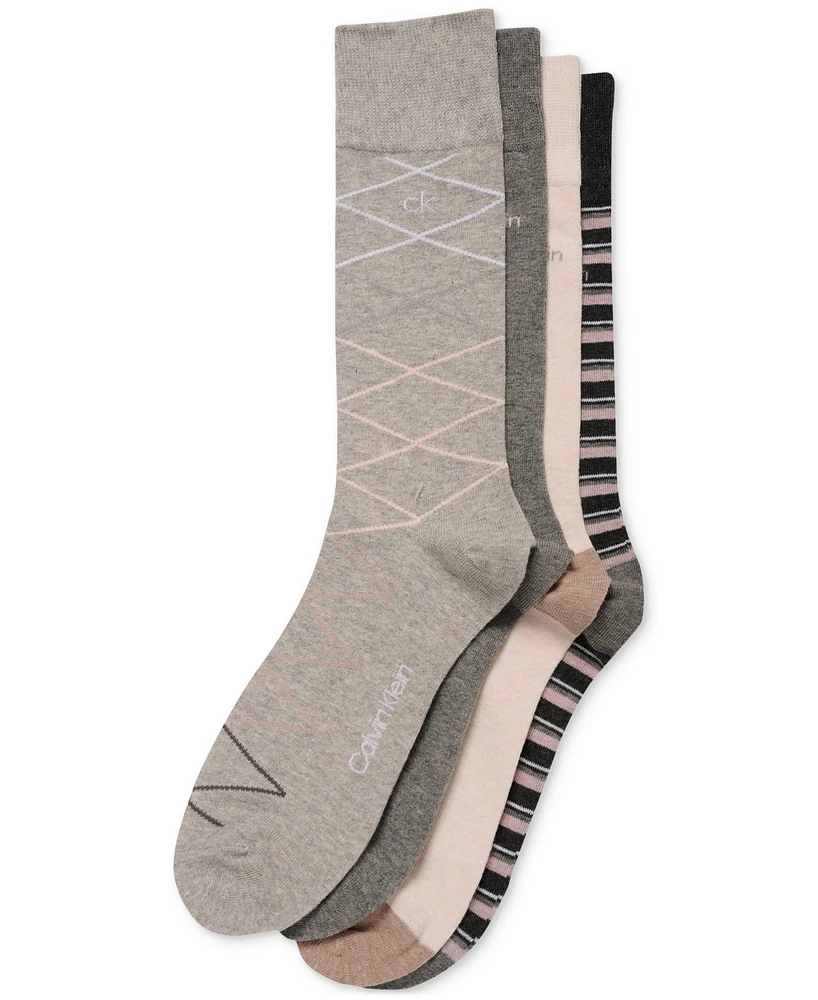 Calvin Klein Men's Multi-Pattern Assorted Dress Crew Socks, 4-Pack