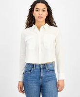 Dkny Jeans Petite Striped Button-Front Shirt