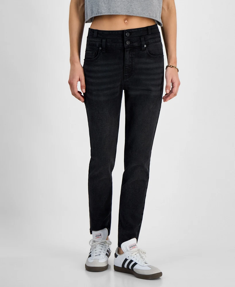 Tinseltown Juniors' High-Rise Double-Waistband Skinny Jeans