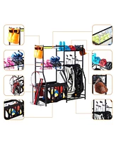 Heavy-Duty Garage Sports Equipment Organizer with Baskets and Hooks