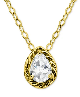Giani Bernini Cubic Zirconia Solitaire Pendant Necklace (1 ct. t.w.) 18k Gold over Sterling Silver, 16" + 2" extender
