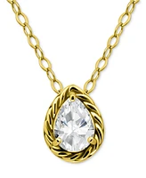 Giani Bernini Cubic Zirconia Solitaire Pendant Necklace (1 ct. t.w.) 18k Gold over Sterling Silver, 16" + 2" extender