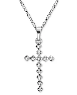 Giani Bernini Cubic Zirconia Pave Cross Pendant Necklace (1/5 ct. t.w.) in Sterling Silver, 16" + 2" extender
