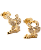 Kate Spade New York Lucky Charm Gold-Tone Crystal Huggie Hoop Earrings