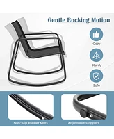 Gymax 4 Piece Rocking Bistro Set Patio Furniture Set w/ Loveseat 2 Rocking Chairs