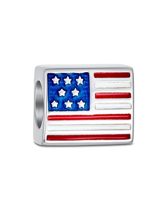 Bling Jewelry Patriotic Usa Flag Star Charm Bead in Sterling Silver for European Bracelets