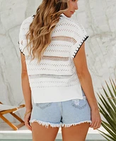 Women's The Weekend Vibes White Cover-Up Top