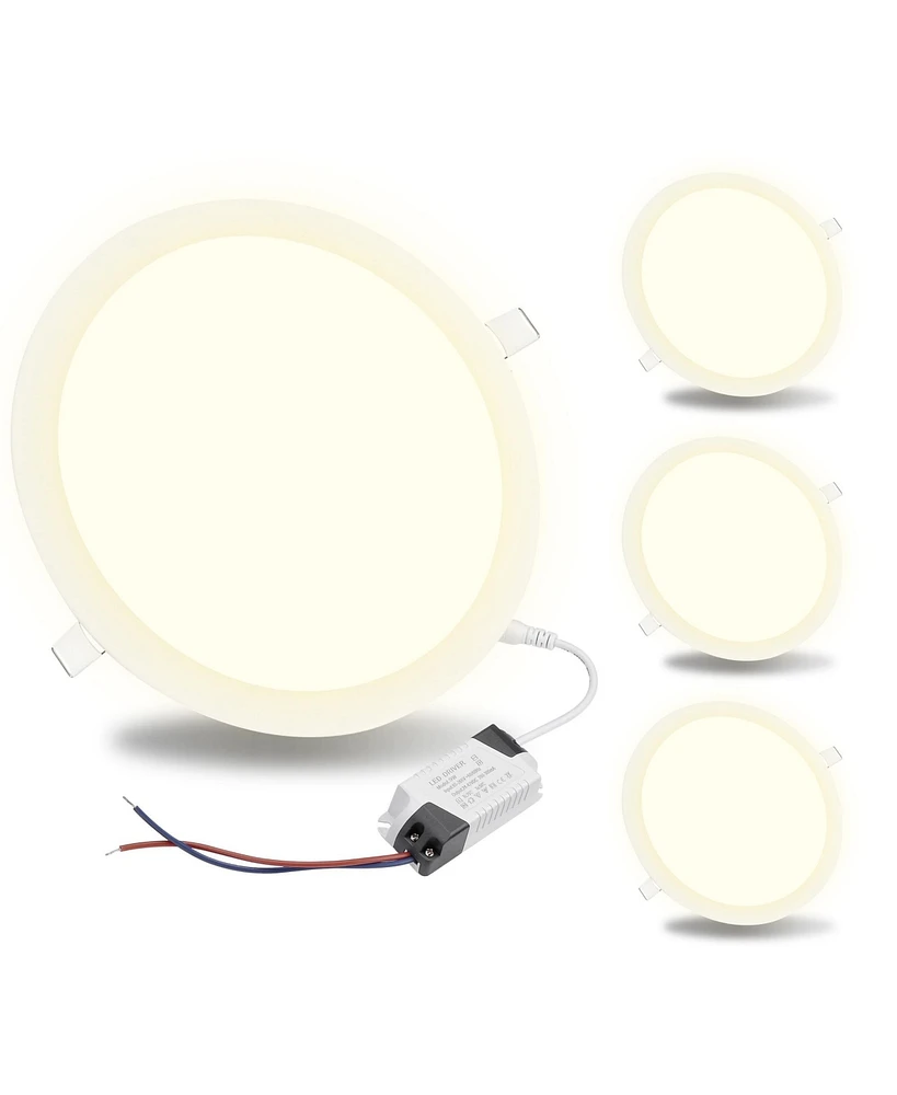 4x 15W Round Led Recessed Ceiling Panel Down Light Fixture Bulb Lamp W/ Driver