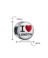 Bling Jewelry I Love London Charm Bead Enamel Sterling Silver for European Bracelets