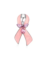 Bling Jewelry Guardian Angel Cancer Awareness Ribbon Brooche Pin - Crystal Enamel Support Symbol