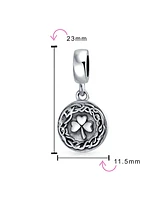 Bling Jewelry Round Disc Good Luck Celtic Knot Irish Clover Dangle Charm Bead Sterling Silver