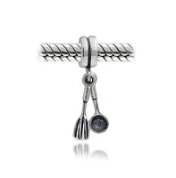 Bling Jewelry Chef Cook Culinary Utensils Dangle Charm Bead Sterling Silver for Bracelet