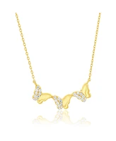 Sterling Silver, Double-Sided, Butterfly Necklace - Gold Plated