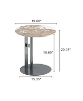 Manhattan Comfort 19.68" Alondra Modern Round Sintered Stone Top End Table
