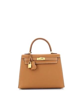 Pre-Owned HERMES Kelly 25 Handbag Brown Epsom with Gold Hardware