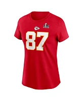 Nike Women's Travis Kelce Red Kansas City Chiefs Super Bowl Lix Name Number T-Shirt