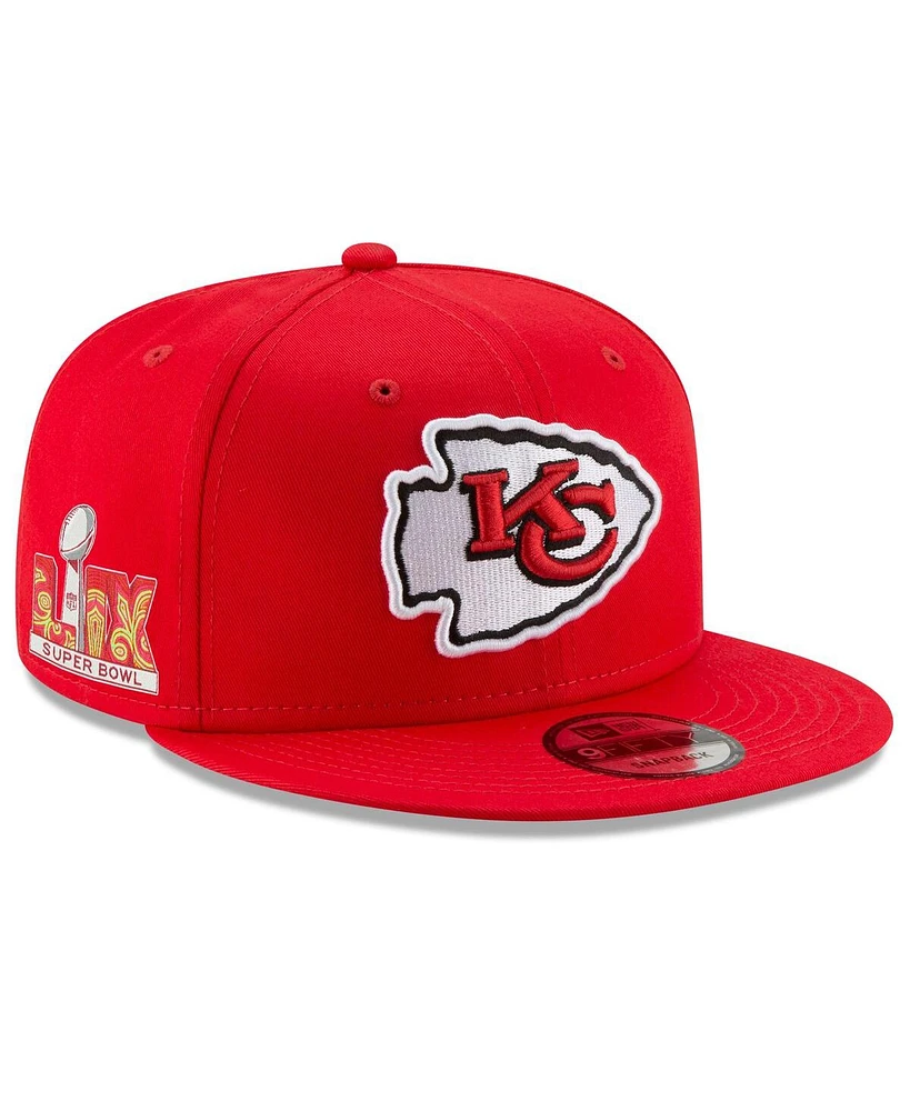 New Era Men's Red Kansas City Chiefs Super Bowl Lix Side Patch 9FIFTY Snapback Hat