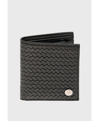 Furniq Uk Men's Genuine Leather Weave Pattern Trifold Wallet