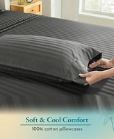 Soft & Silky 500 Thread Count striped 100% Cotton Is Cool and Smooth